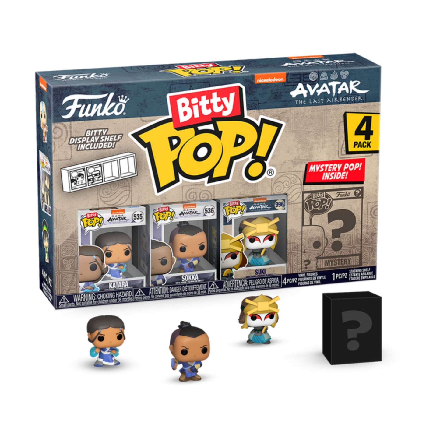 AVATAR : THE LAST AIRBENDER FUNKO BITTY POP! MINI 4 PACK MINI FUNKOS ( KATARA, SOKKA, SUKI + MYSTERY) + DISPLAY