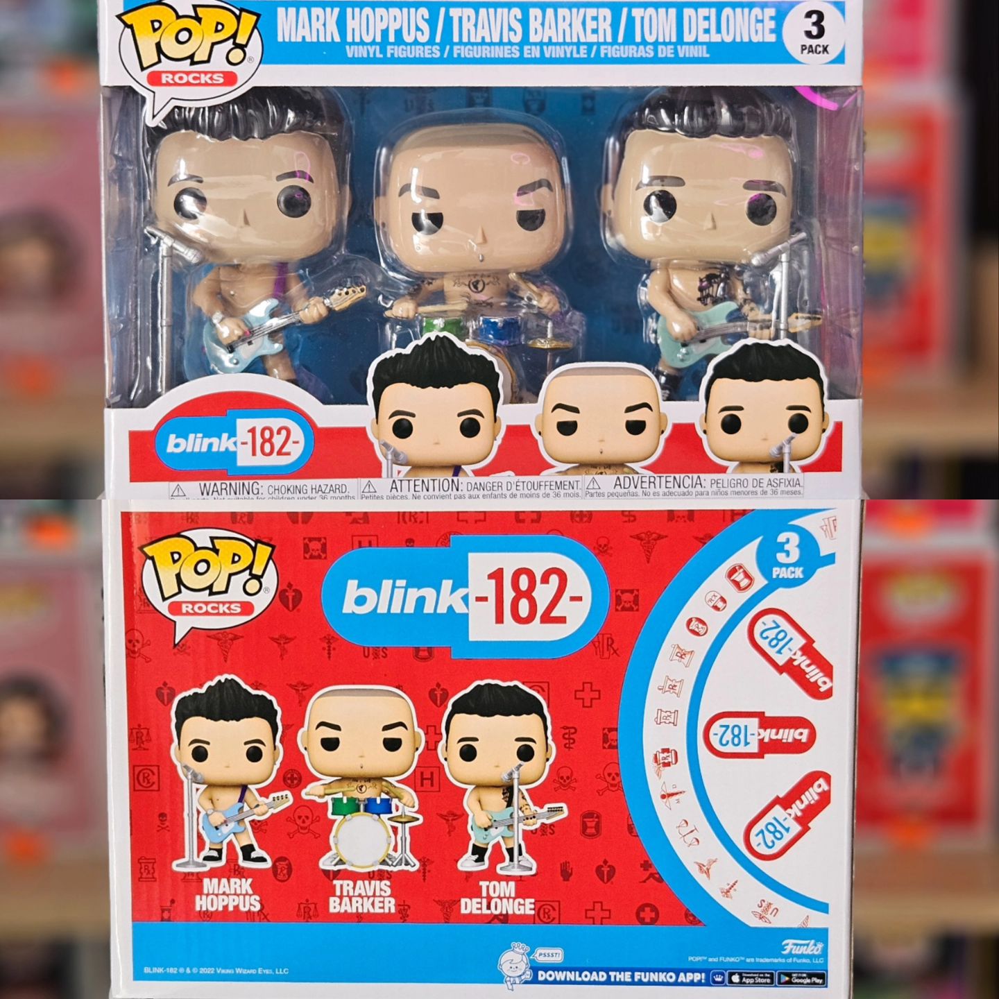 Blink 182 Mark Hoppus Travis Barker & Tom Delonge 3 Pack - Funko Pop! Rocks